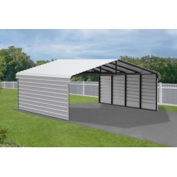 Arrow 2-Sided 20x20x7 Enclosure Galvanized Steel Carport Kit- Eggshell (CPH202007ECL2)