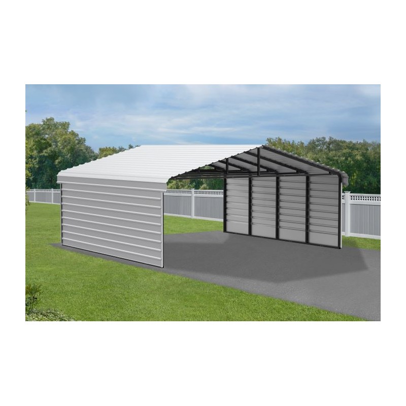 Arrow 2-Sided 20x20x7 Enclosure Galvanized Steel Carport Kit- Eggshell (CPH202007ECL2)