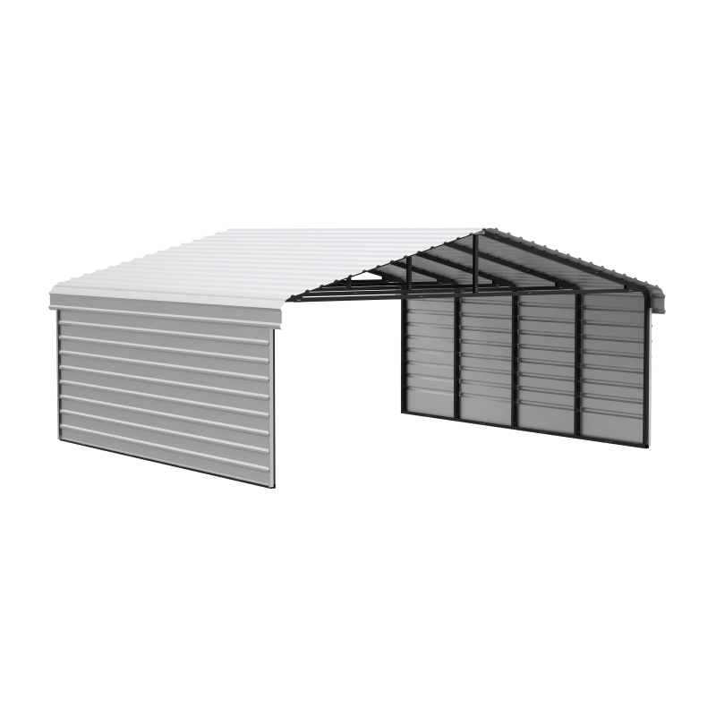 Arrow 2-Sided 20x20x7 Enclosure Galvanized Steel Carport Kit- Eggshell (CPH202007ECL2)