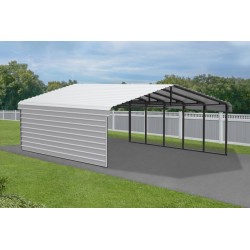 Arrow 1-Sided 20x24x7 Enclosure Galvanized Steel Carport Kit- Eggshell (CPH202407ECL1)