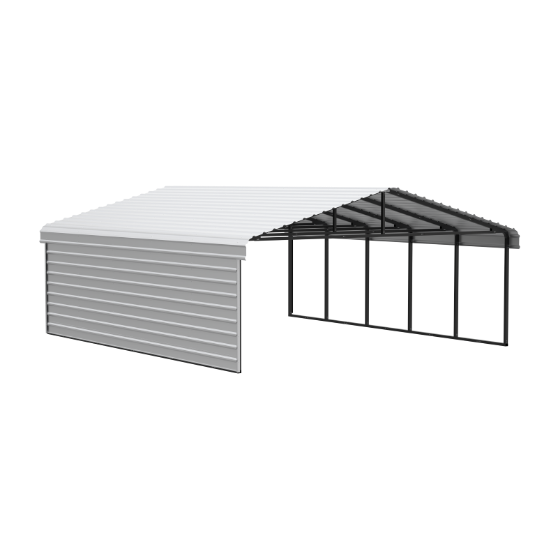 Arrow 1-Sided 20x24x7 Enclosure Galvanized Steel Carport Kit- Eggshell (CPH202407ECL1)