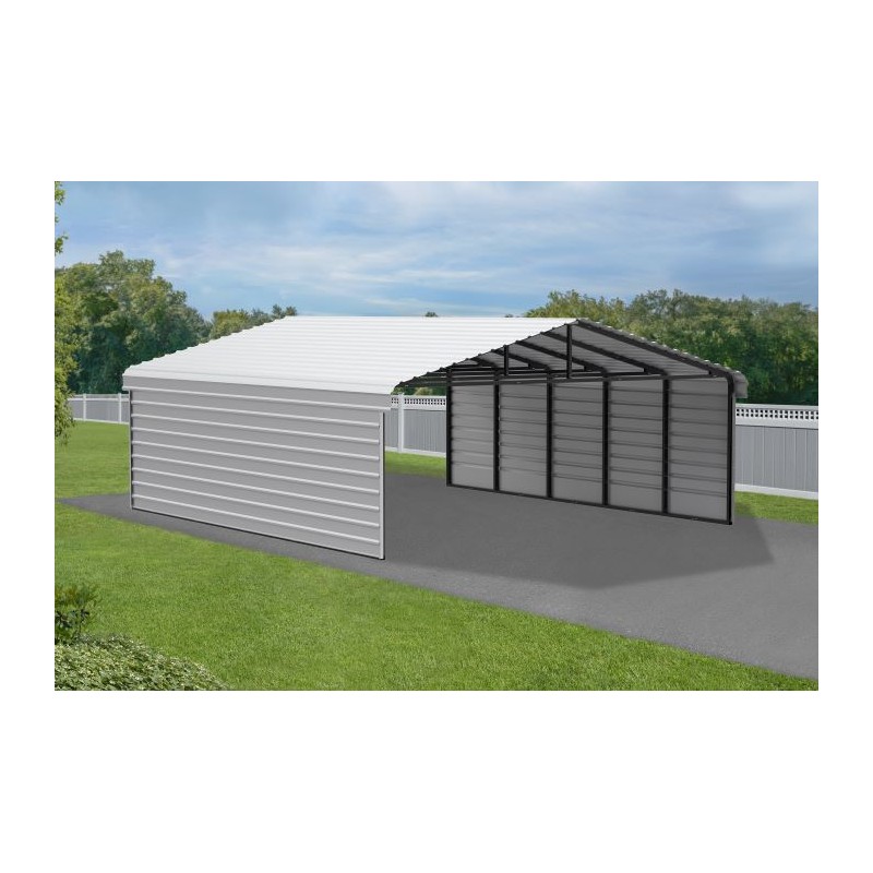 Arrow 2-Sided 20x24x7 Enclosure Galvanized Steel Carport Kit- Eggshell (CPH202407ECL2)