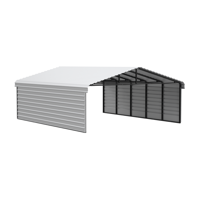 Arrow 2-Sided 20x24x7 Enclosure Galvanized Steel Carport Kit- Eggshell (CPH202407ECL2)