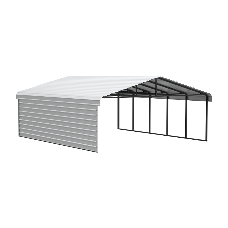 Arrow 1-Sided 20x24x9 Enclosure Galvanized Steel Carport Kit- Eggshell (CPH202409ECL1)