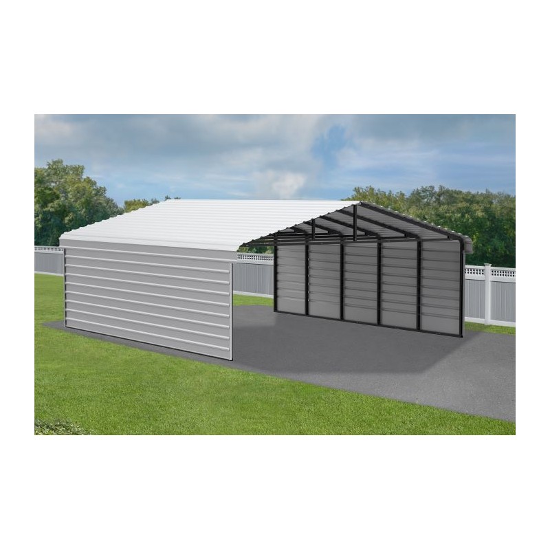 Arrow 2-Sided 20x24x9 Enclosure Galvanized Steel Carport Kit- Eggshell (CPH202409ECL2)