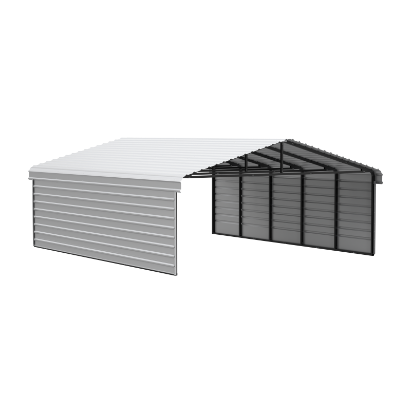 Arrow 2-Sided 20x24x9 Enclosure Galvanized Steel Carport Kit- Eggshell (CPH202409ECL2)