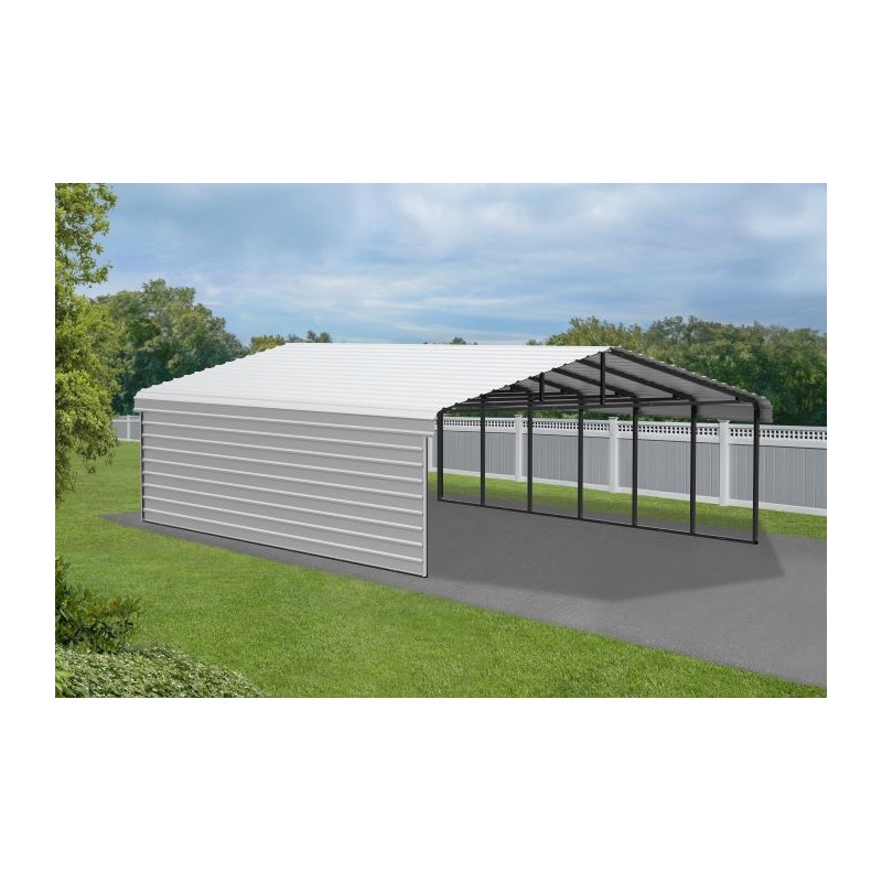 Arrow 1-Sided 20x29x7 Enclosure Galvanized Steel Carport Kit- Eggshell (CPH202907ECL1