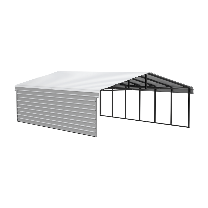 Arrow 1-Sided 20x29x7 Enclosure Galvanized Steel Carport Kit- Eggshell (CPH202907ECL1