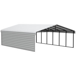 Arrow 1-Sided 20x29x9 Enclosure Galvanized Steel Carport Kit- Eggshell (CPH202909ECL1)