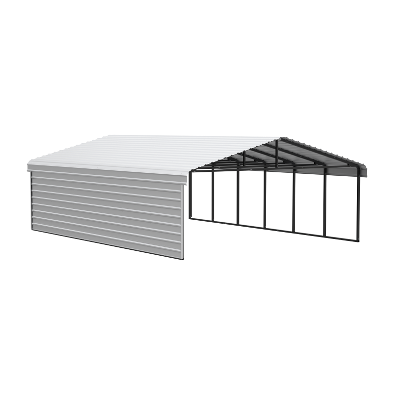 Arrow 1-Sided 20x29x9 Enclosure Galvanized Steel Carport Kit- Eggshell (CPH202909ECL1)