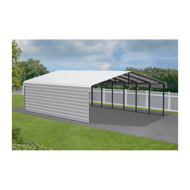 Arrow 1-Sided 20x29x9 Enclosure Galvanized Steel Carport Kit- Eggshell (CPH202909ECL1)