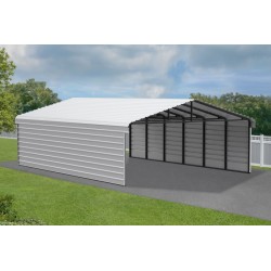 Arrow 2-Sided 20x29x9 Enclosure Galvanized Steel Carport Kit- Eggshell (CPH202909ECL2)