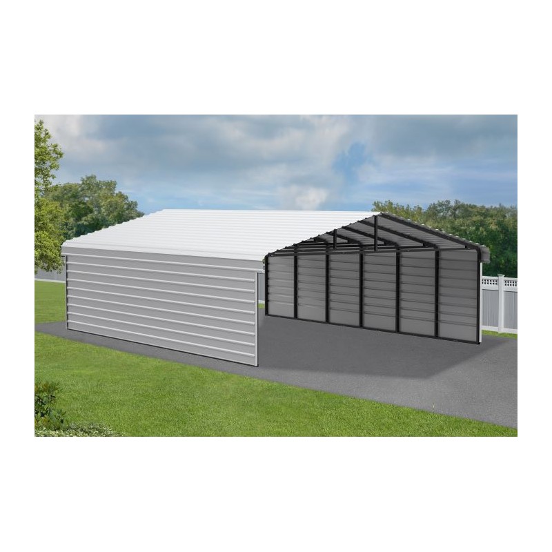 Arrow 2-Sided 20x29x9 Enclosure Galvanized Steel Carport Kit- Eggshell (CPH202909ECL2)