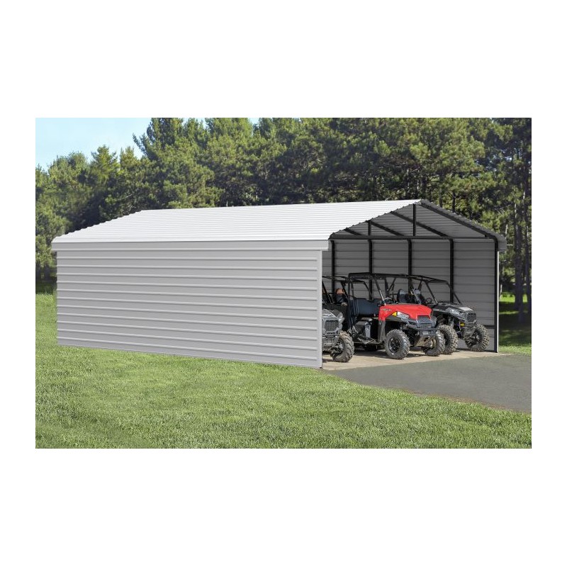 Arrow 2-Sided 20x29x9 Enclosure Galvanized Steel Carport Kit- Eggshell (CPH202909ECL2)