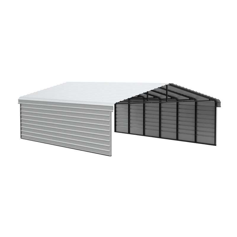 Arrow 2-Sided 20x29x9 Enclosure Galvanized Steel Carport Kit- Eggshell (CPH202909ECL2)