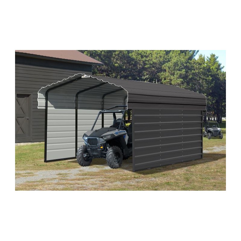 Arrow 2-Sided 10x15x7 Enclosure Galvanized Steel Carport Kit- Charcoal (CPHC101507ECL2)