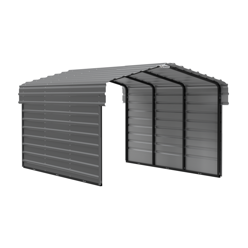 Arrow 2-Sided 10x15x7 Enclosure Galvanized Steel Carport Kit- Charcoal (CPHC101507ECL2)