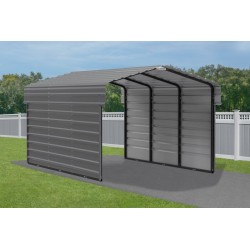 Arrow 2-Sided 10x15x7 Enclosure Galvanized Steel Carport Kit- Charcoal (CPHC101507ECL2)