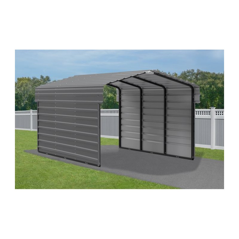 Arrow 2-Sided 10x15x7 Enclosure Galvanized Steel Carport Kit- Charcoal (CPHC101507ECL2)