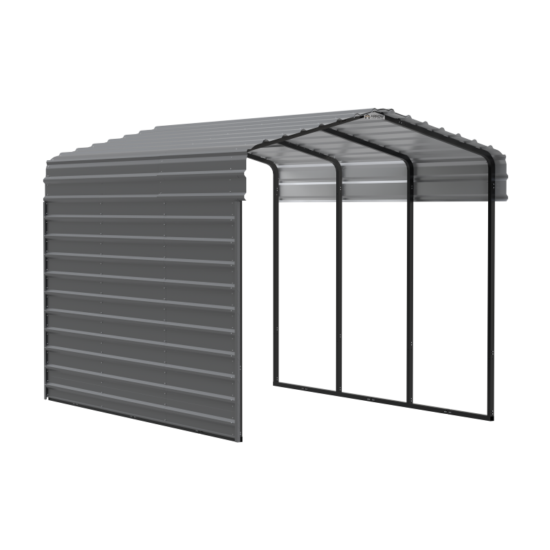 Arrow 1-Sided 10x15x9 Enclosure Galvanized Steel Carport Kit- Charcoal (CPHC101509ECL1)