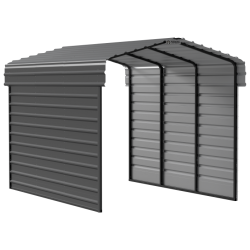 Arrow 2-Sided 10x15x9 Enclosure Galvanized Steel Carport Kit- Charcoal (CPHC101509ECL2)