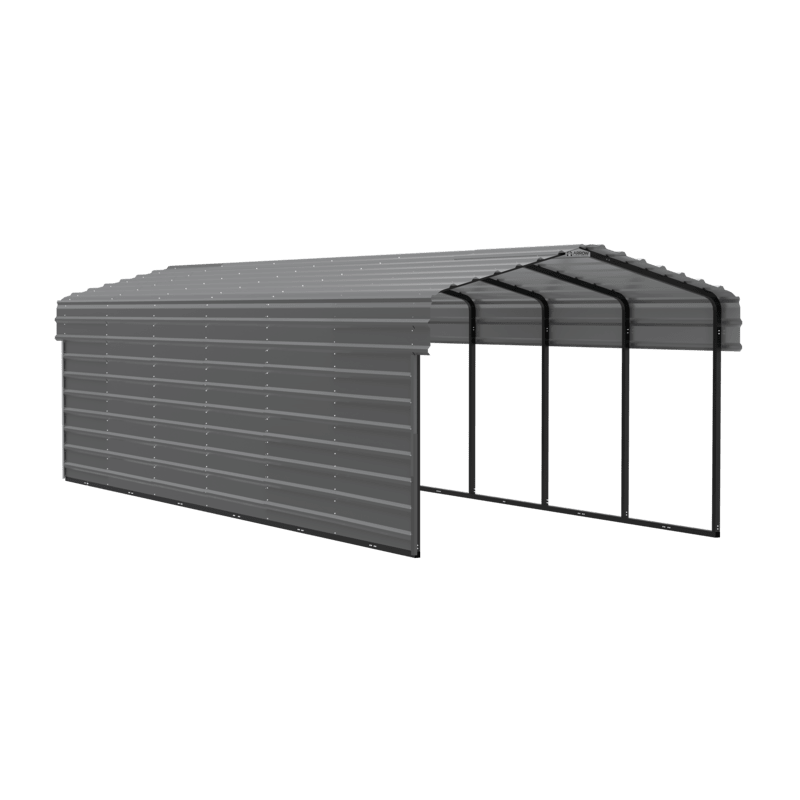 Arrow 1-sided 10x29x07 Enclosure Galvanized Steel Carport Kit-Charcoal (CPHC102907ECL1)