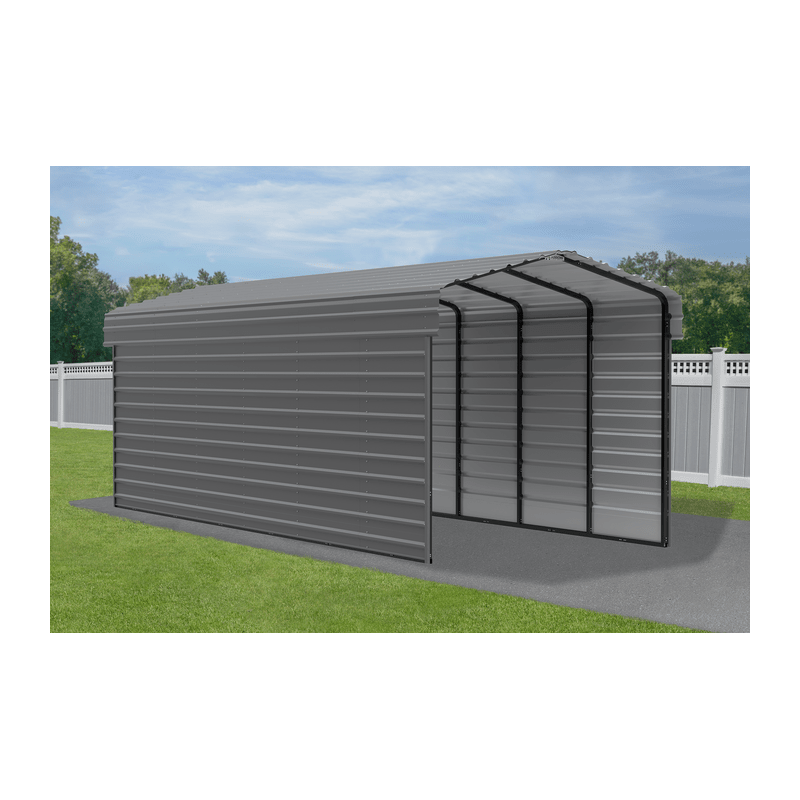 Arrow 2-sided 10x29x7 Enclosure Galvanized Steel Carport Kit Charcoal (CPHC102909ECL2)
