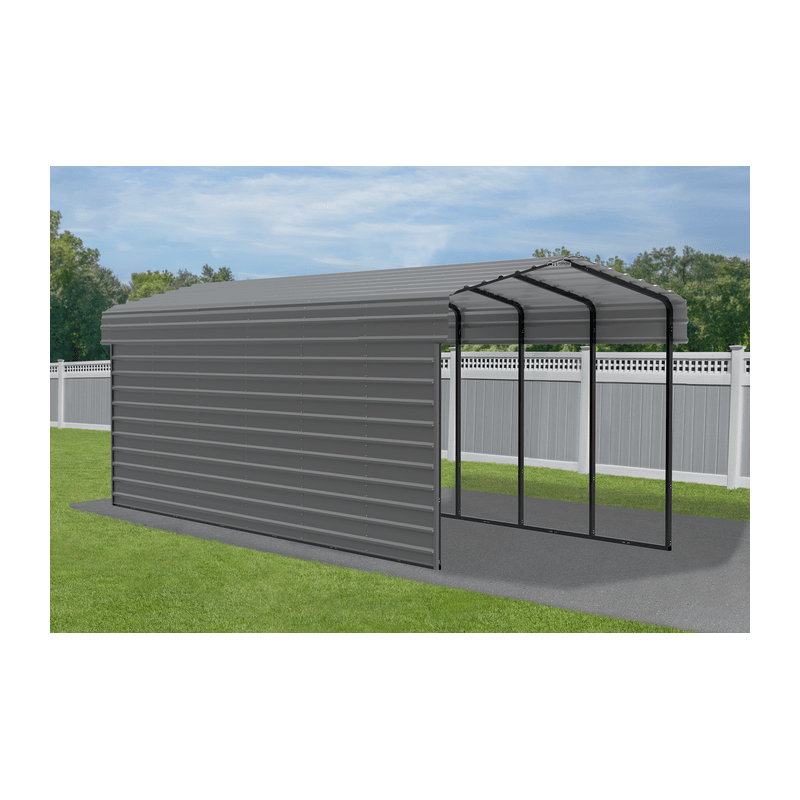 Arrow 1-sided 10x29x09 Enclosure Galvanized Steel Carport Kit Charcoal (CPHC102909ECL1)