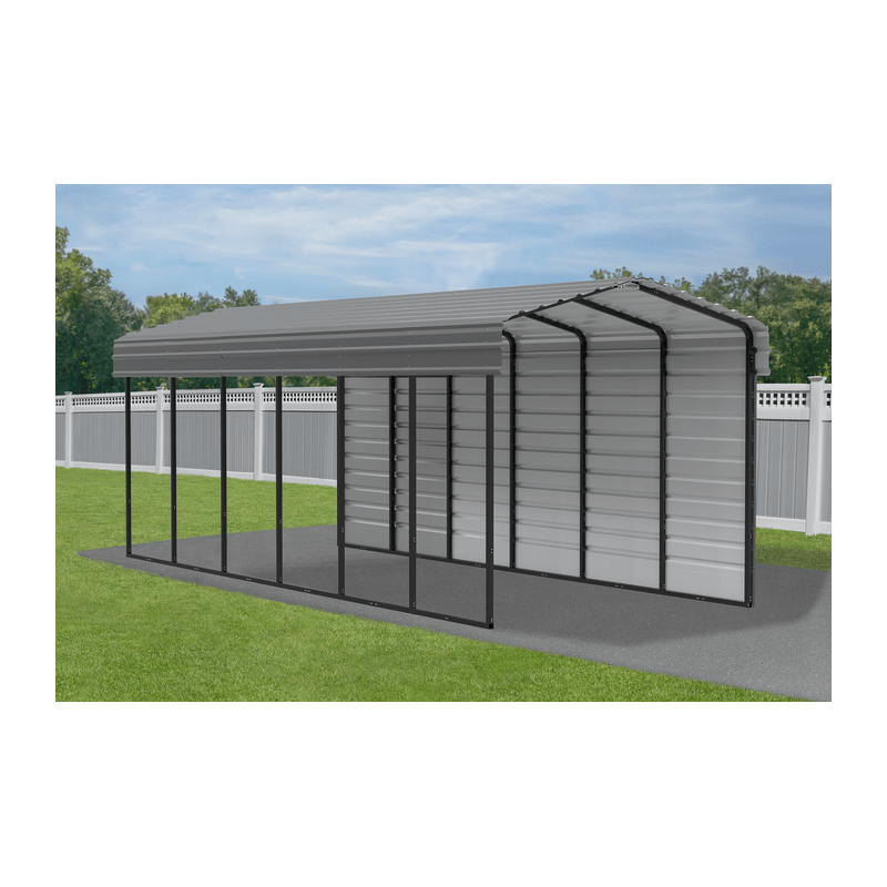 Arrow 1-sided 10x29x09 Enclosure Galvanized Steel Carport Kit Charcoal (CPHC102909ECL1)