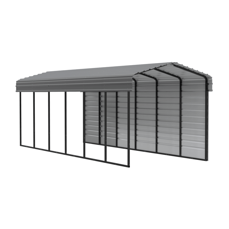 Arrow 1-sided 10x29x09 Enclosure Galvanized Steel Carport Kit Charcoal (CPHC102909ECL1)