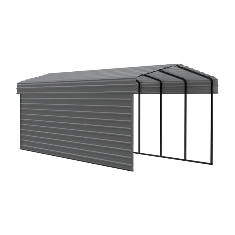Arrow 1-sided 10x29x09 Enclosure Galvanized Steel Carport Kit Charcoal (CPHC102909ECL1)