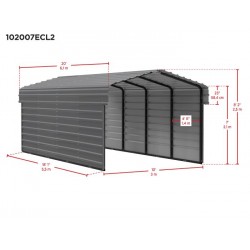 Arrow 2-Sided 10x20x7 Enclosure Galvanized Steel Carport Kit- Charcoal (CPHC102007ECL2)