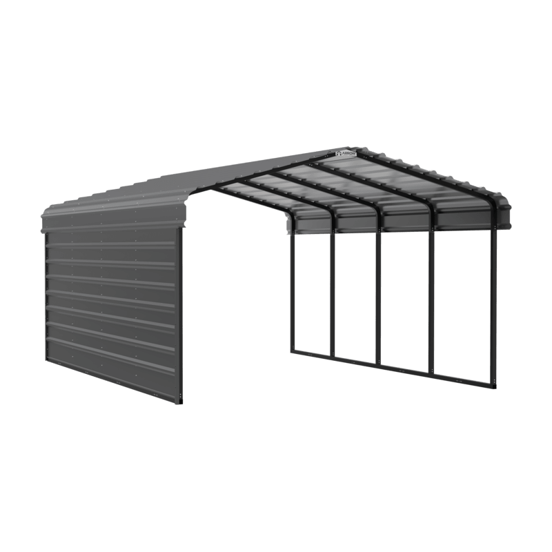 Arrow 1-Sided 12x20x07 Enclosure Galvanized Steel Carport Kit - Charcoal (CPHC122007ECL1) Arrow 1-Sided 12x20x07 Enclosure Galvanized Steel Carport Kit - Charcoal (CPHC122007ECL1)