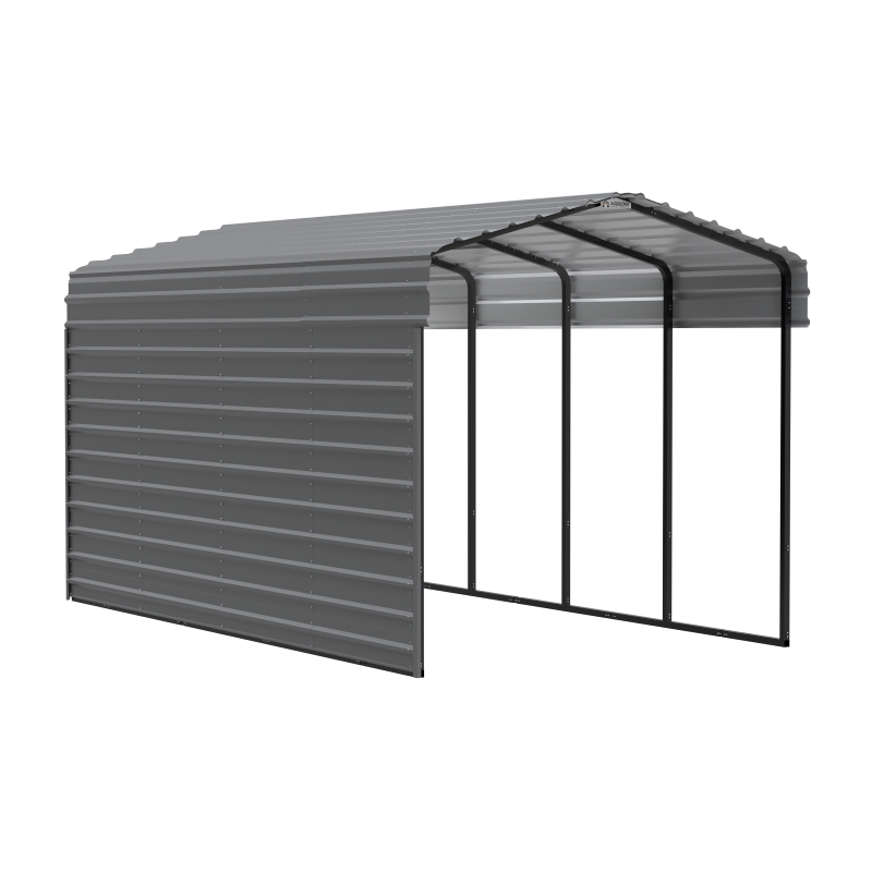 Arrow 1-Sided 10x20x9 Enclosure Galvanized Steel Carport Kit- Charcoal (CPHC102009ECL1)