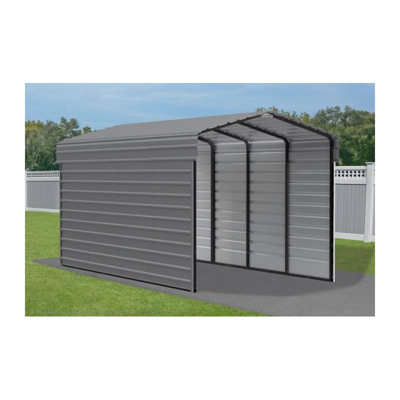 Arrow 2-Sided 10x20x9 Enclosure Galvanized Steel Carport Kit- Charcoal (CPHC102009ECL2)
