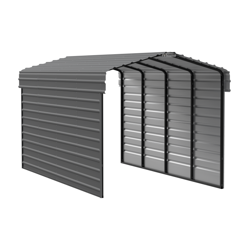 Arrow 2-Sided 10x20x9 Enclosure Galvanized Steel Carport Kit- Charcoal (CPHC102009ECL2)
