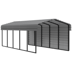 Arrow 2-Sided 10x24x7 Enclosure Galvanized Steel Carport Kit- Charcoal (CPHC102407ECL1)