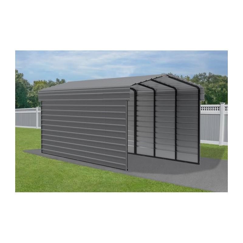 Arrow 2-Sided 10x24x9 Enclosure Galvanized Steel Carport Kit- Charcoal (CPHC102409ECL2)