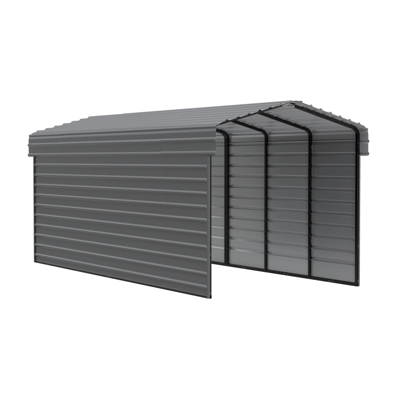 Arrow 2-Sided 10x24x9 Enclosure Galvanized Steel Carport Kit- Charcoal (CPHC102409ECL2)