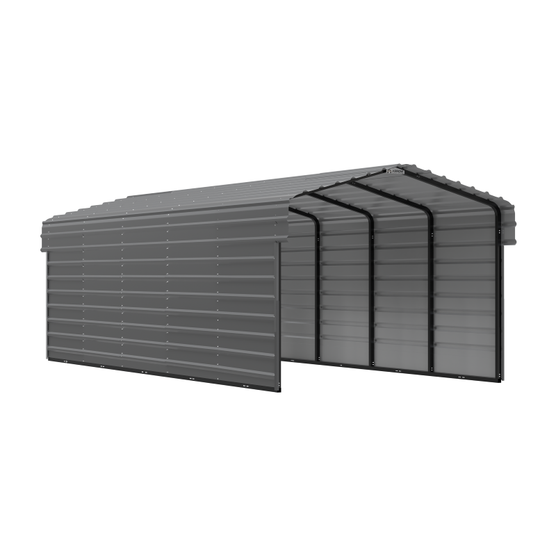 Arrow 2-Sided 10x24x7 Enclosure Galvanized Steel Carport Kit- Charcoal (CPHC102407ECL2)