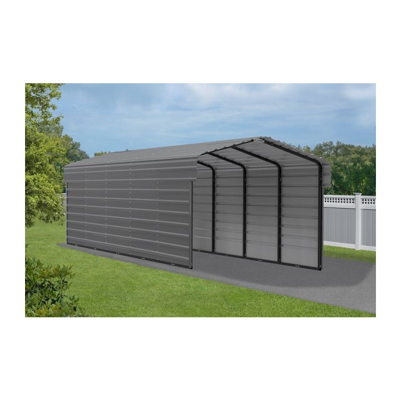 Arrow 2-Sided 10x24x7 Enclosure Galvanized Steel Carport Kit- Charcoal (CPHC102407ECL2)