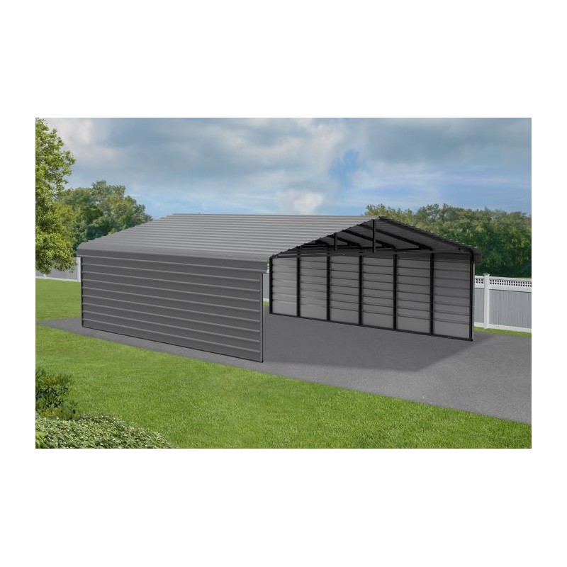 Arrow 2-Sided 20x29x9  Enclosure Galvanized Steel Carport Kit- Charcoal (CPHC202909ECL2)