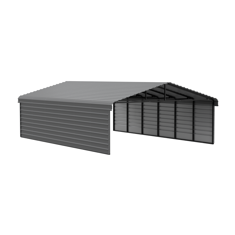 Arrow 2-Sided 20x29x7 Enclosure Galvanized Steel Carport Kit- Charcoal (CPHC202907ECL2)