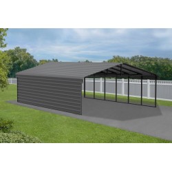 Arrow 1-Sided 20x29x7 Enclosure Galvanized Steel Carport Kit- Charcoal (CPHC202907ECL1)