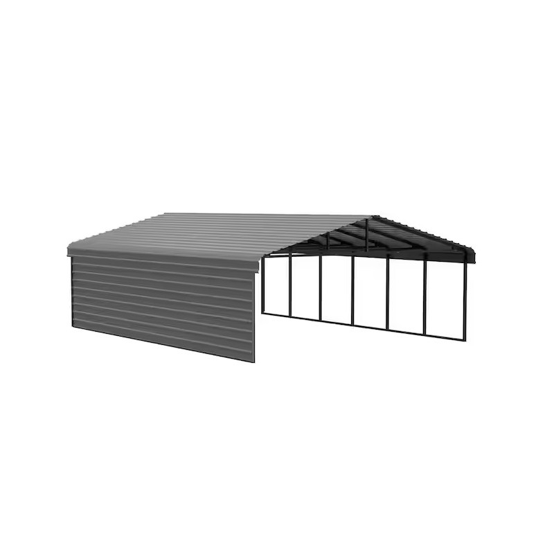 Arrow 20x29x09 1-sided Enclosure Galvanized Steel Carport Kit-Charcoal (CPHC202909ECL1)