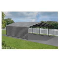 Arrow 20x29x09 1-sided Enclosure Galvanized Steel Carport Kit-Charcoal (CPHC202909ECL1)