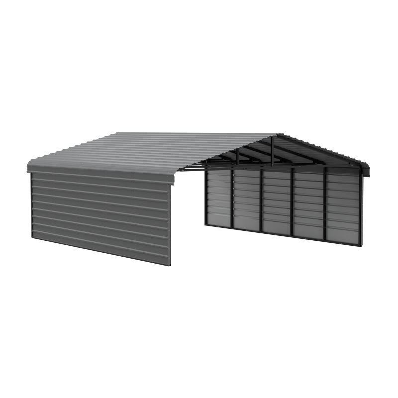 Arrow 2-Sided 20x24x9 Enclosure Galvanized Steel Carport Kit- Charcoal (CPHC202409ECL2)