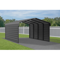 Arrow 2-sided  12x20x7 Enclosure   Galvanized Steel Carport Kit Charcoal (CPHC122007ECL2)