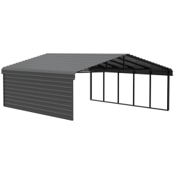 Arrow 1-Sided 20x24x7 Enclosure Galvanized Steel Carport Kit- Charcoal (CPHC202407ECL1)