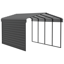Arrow 1-Sided 12x20x09 Enclosure Galvanized Steel Carport Kit Charcoal (CPHC122009ECL1)